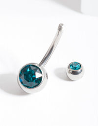 Surgical Steel Green Stone Belly Bar - link has visual effect only