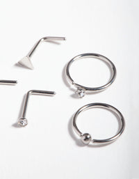 Surgical Steel Geometric Diamante Nose Ring 6-Pack - link has visual effect only