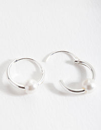 Sterling Silver Pearl Hoop Earrings - link has visual effect only