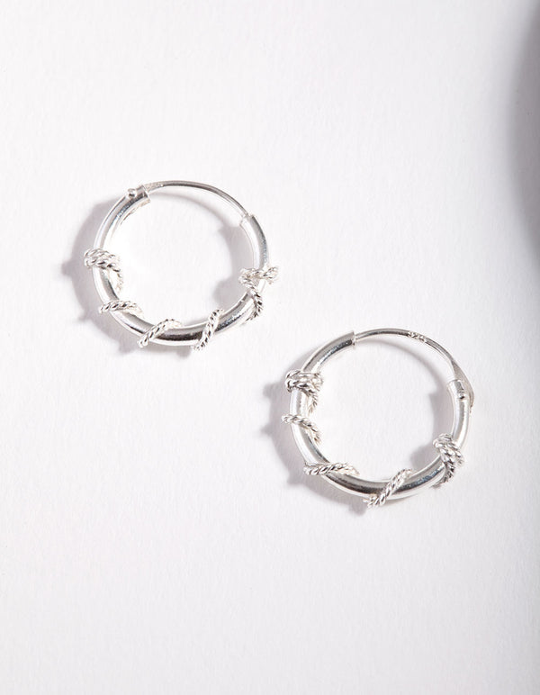 Sterling Silver Rope Twist Hoop Earrings