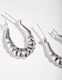 Sterling Silver Textured Creole Hoop Earrings - link has visual effect only