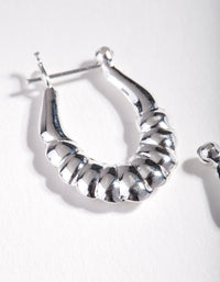 Sterling Silver Textured Creole Hoop Earrings - link has visual effect only