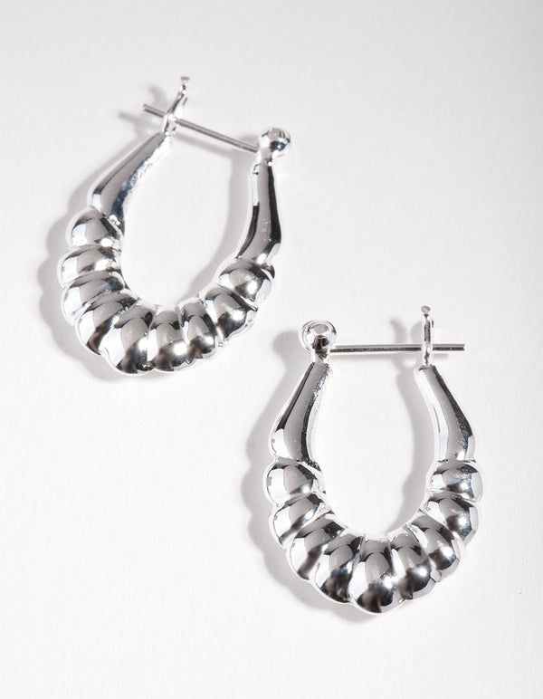 Sterling Silver Textured Creole Hoop Earrings