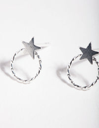 Sterling Silver Open Circle Star Stud Earrings - link has visual effect only