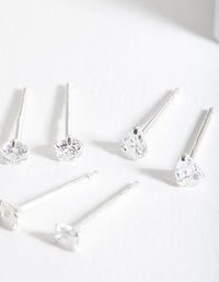 Sterling Silver Mini Cubic Zirconia Stud Earring Pack - link has visual effect only