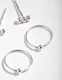 Sterling Silver Ball Stud Hoop Earrings - link has visual effect only