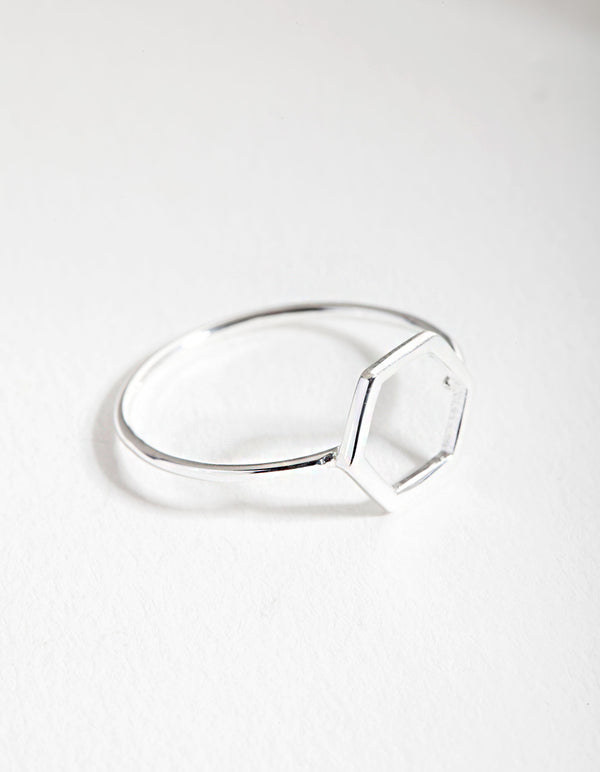 Sterling Silver Open Hexagon Ring