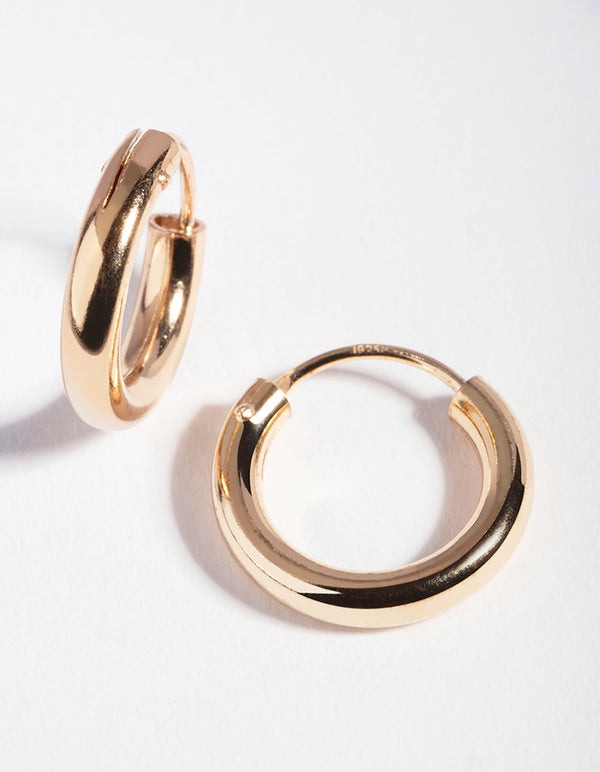 Gold Plated Sterling Silver Tube Hoop Earrings