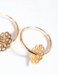 Gold Plated Sterling Silver Filigree Disc Hoop Earrings - link has visual effect only