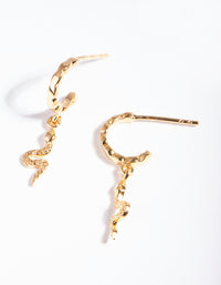 Gold Plated Sterling Silver Textured Snake Huggie Earrings - link has visual effect only