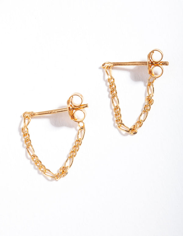 Gold Plated Sterling Silver Figaro Chain Earrings