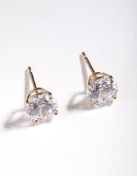 Gold Plated Sterling Silver 1 Carat Cubic Zirconia Stud Earrings - link has visual effect only