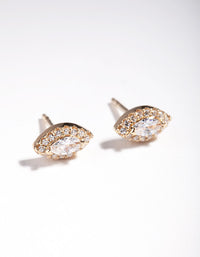 Gold Plated Sterling Silver Marquise Halo Stud Earrings - link has visual effect only