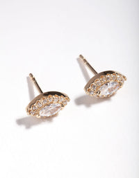 Gold Plated Sterling Silver Marquise Halo Stud Earrings - link has visual effect only