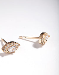 Gold Plated Sterling Silver Marquise Halo Stud Earrings - link has visual effect only