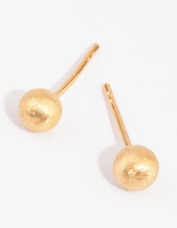 Gold Plated Sterling Silver 5mm Satin Stud Earrings