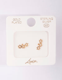 Gold Plated Sterling Silver 3 Star Crawler Earrings - link has visual effect only