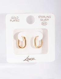 Gold Plated Sterling Silver Long Oval Huggie Earrings - link has visual effect only