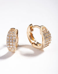 Gold Plated Sterling Silver Statement Pave Huggie Earrings - link has visual effect only