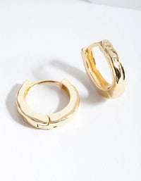 Gold Plated Sterling Silver Textured Huggie Earrings - link has visual effect only