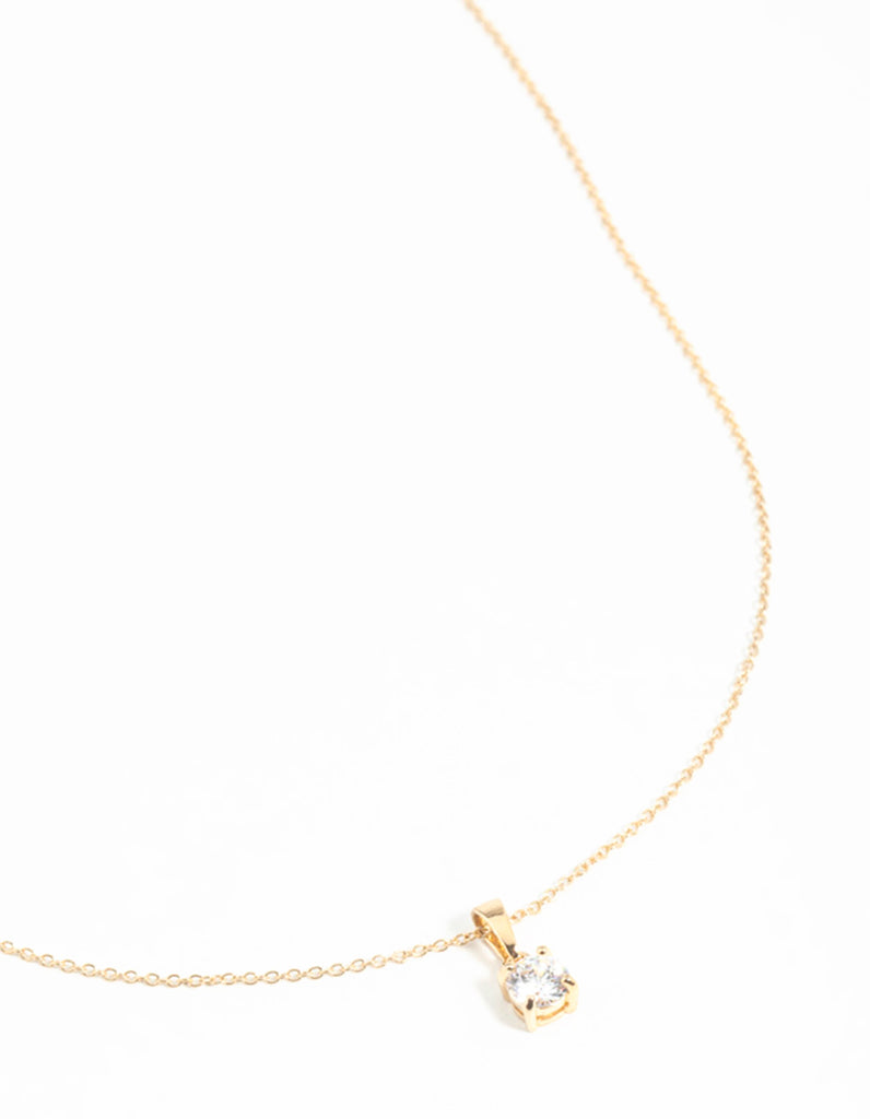 Gold Plated Sterling Silver Cubic Zirconia 1/2 Carat Bale Necklace - Lovisa