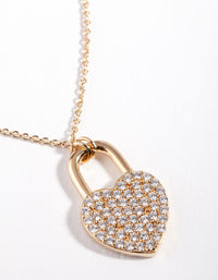 Gold Plated Sterling Silver Pave Love Heart Lock Necklace - link has visual effect only