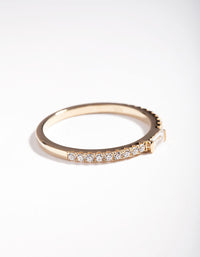 Gold Plated Sterling Silver Cubic Zirconia Baguette Ring - link has visual effect only