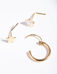 Gold Plated Sterling Silver Star Nose Jewellery Pack - link has visual effect only