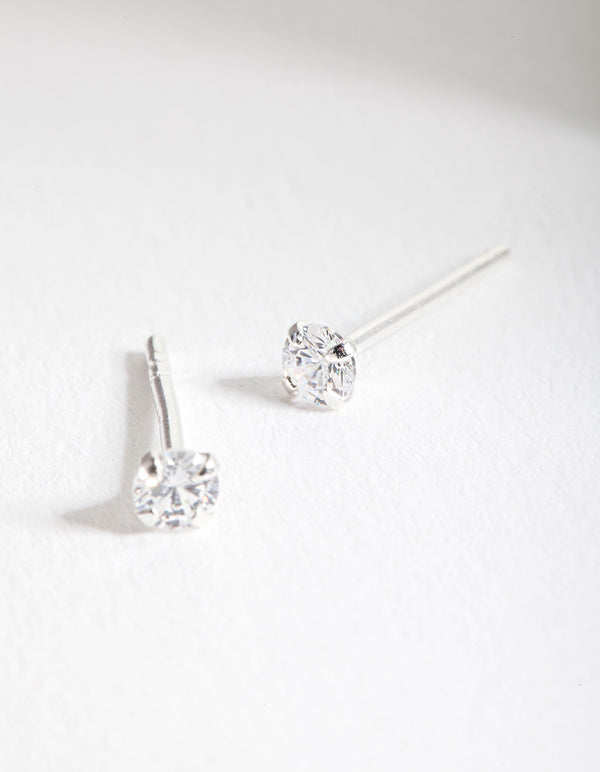 Sterling Silver Baby Carat Cubic Zirconia Stud Earrings