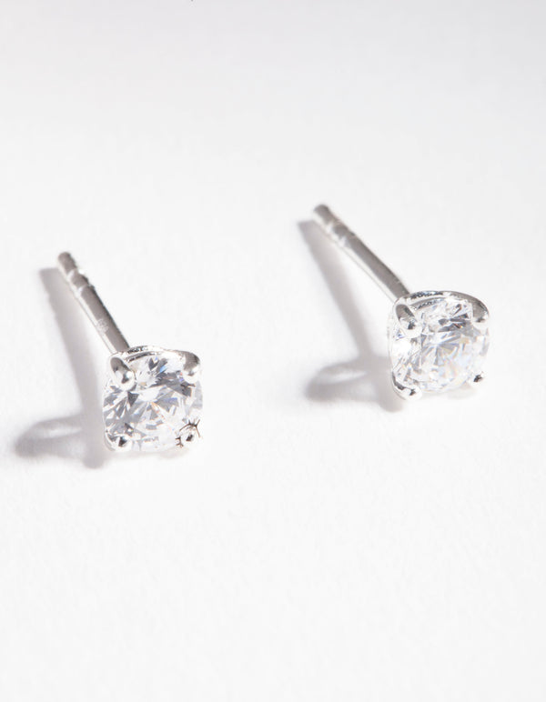 Sterling Silver Cubic Zirconia 1/4 Carat Stud Earrings