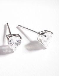 Sterling Silver Cubic Zirconia Heart Stud Earrings - link has visual effect only