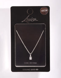 Sterling Silver Cubic Zirconia 1/4 Carat Bale Necklace - link has visual effect only