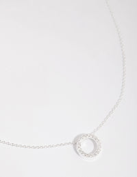 Sterling Silver Cubic Zircona Pave Open Circle Necklace - link has visual effect only