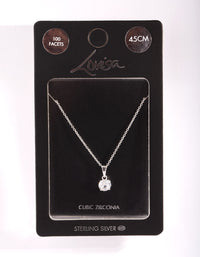 Sterling Silver Cubic Zirconia 100 Facet 4 Claw Necklace - link has visual effect only