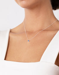 Sterling Silver Cubic Zirconia Blue Pear Halo Necklace - link has visual effect only