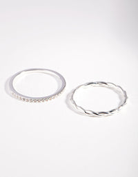 Sterling Silver Cubic Zirconia Twisted Ring Pack - link has visual effect only