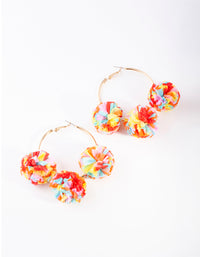 Multicoloured Pom Pom Hoop Earrings - link has visual effect only