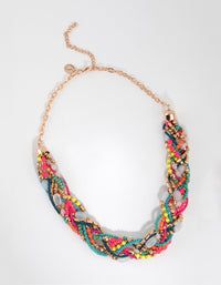 Multicoloured Beaded Plait Collar Necklace - link has visual effect only