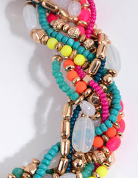 Multicoloured Beaded Plait Collar Necklace - link has visual effect only