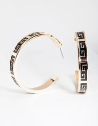 Black Gold Key Hoop Earrings - link has visual effect only