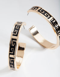 Black Gold Key Hoop Earrings - link has visual effect only