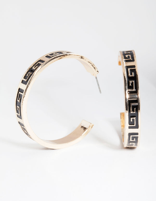 Black Gold Key Hoop Earrings