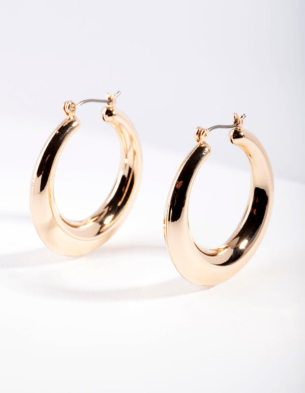 Gold Classic Smooth Hoop Earrings