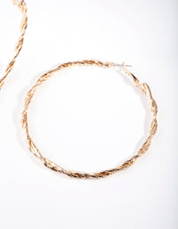 Gold Large Double Twisted Hoop Earrings - link has visual effect only