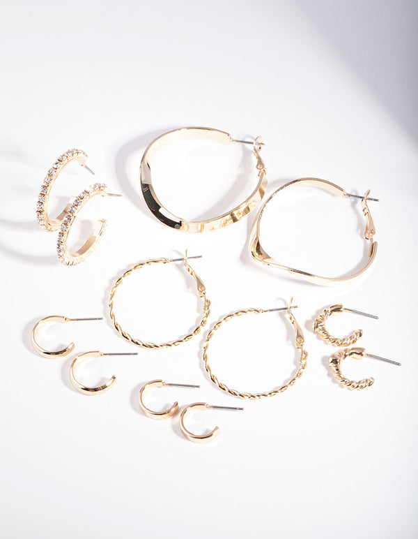 Gold Multi Choice Hoop Earring 6-Pack