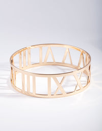 Gold Roman Numeral Cut-Out Bangle - link has visual effect only