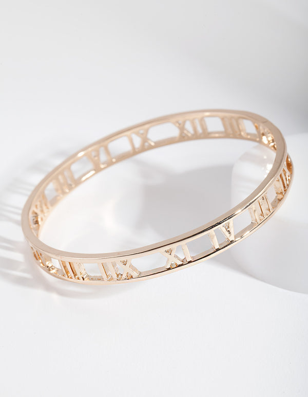 Gold Roman Numeral Bangle