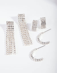 Silver Diamante Fringe Earring Pack - link has visual effect only