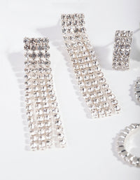 Silver Diamante Fringe Earring Pack - link has visual effect only