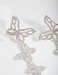 Silver Triple Butterfly Diamante Earrings - link has visual effect only